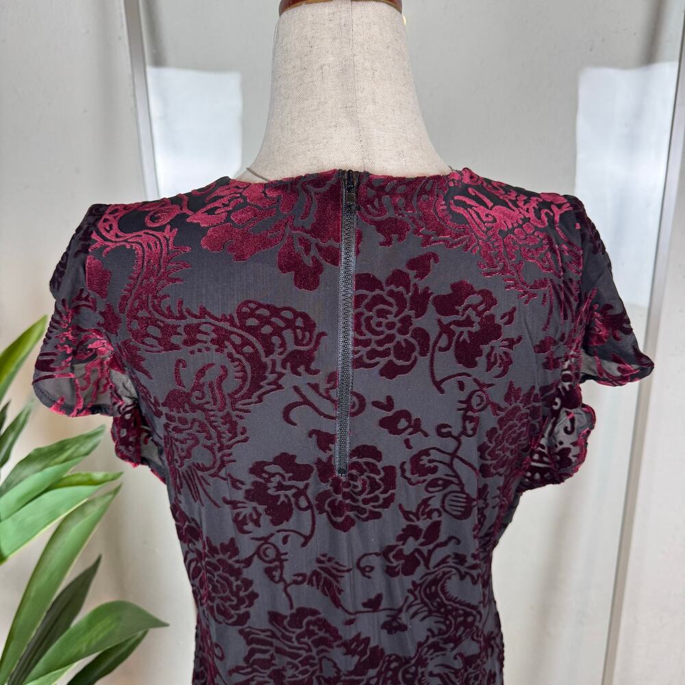 Adrienne Vittadini Burgundy Velvet‎ Mini Dress Size XS - Picture 4 of 7